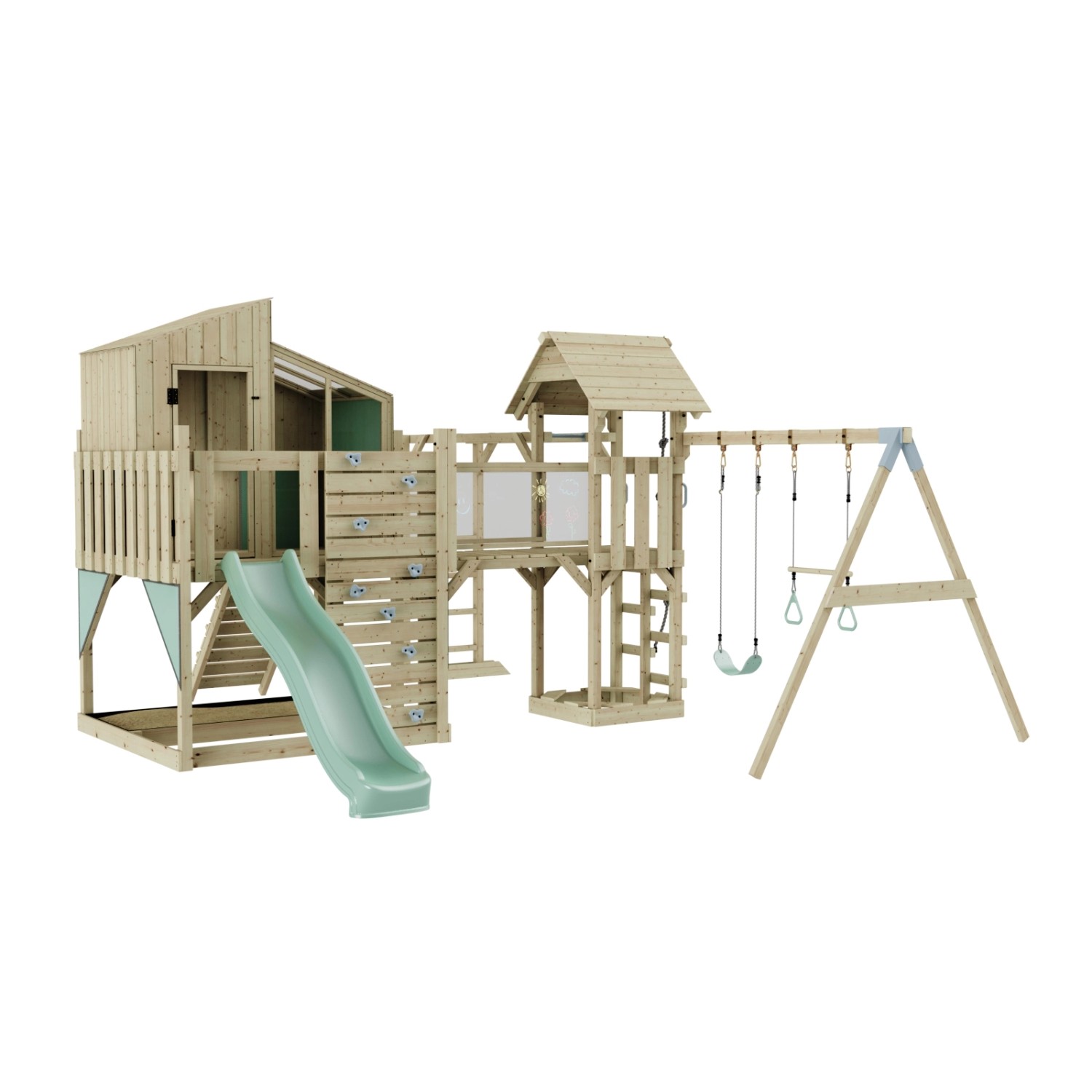 OutdoorToys Spielturm Emma mit Trapezschaukel Mintgrün günstig online kaufen