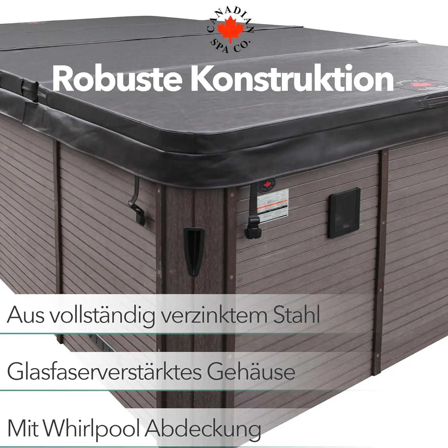 Canadian Spa Swim Spa St. Lawrence mit Abdeckung, Holzverkleidung. Fester Whirlpool für Garten und Terrasse.