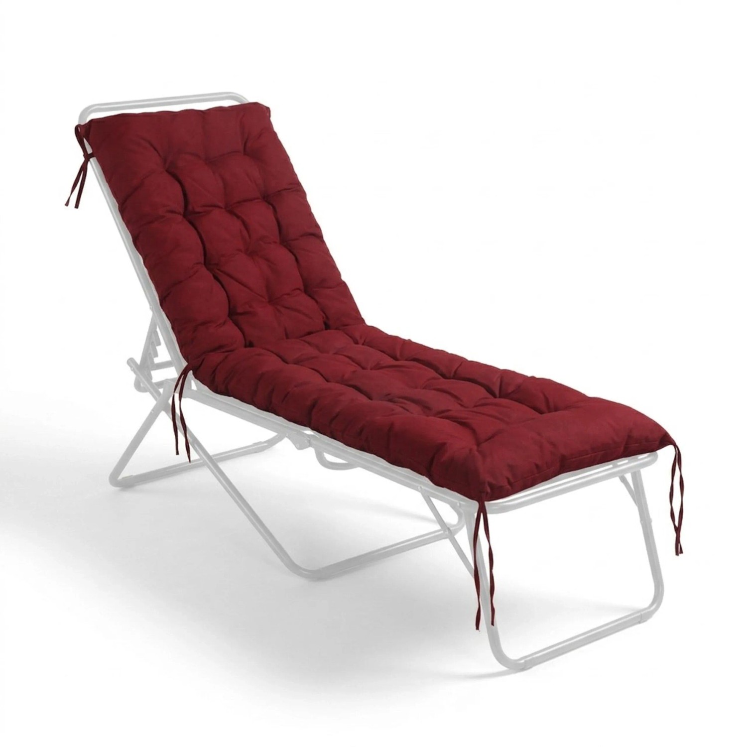 Relaxdays Bankauflage Polyester Rot Gesteppt mit Bindebändern 160 cm x 50 cm