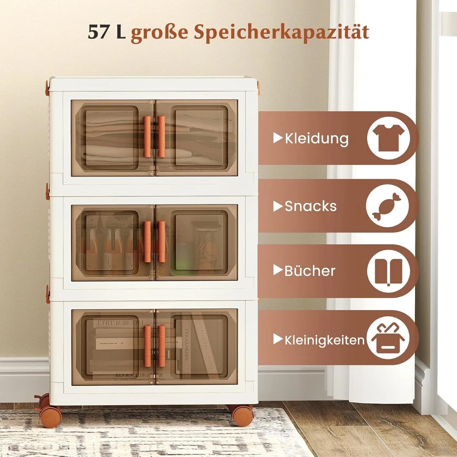Costway Aufbewahrungsbox mit Deckel 19 L x 3 Stapelboxen Transparent_3