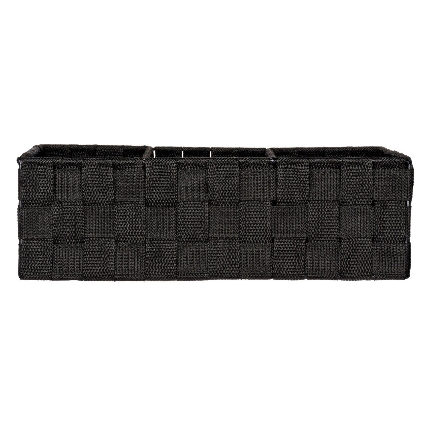Schwarzer Wenko Organizer Adria mit 3 Fächern und Griff, ideal zur Aufbewahrung im Bad oder Küche.