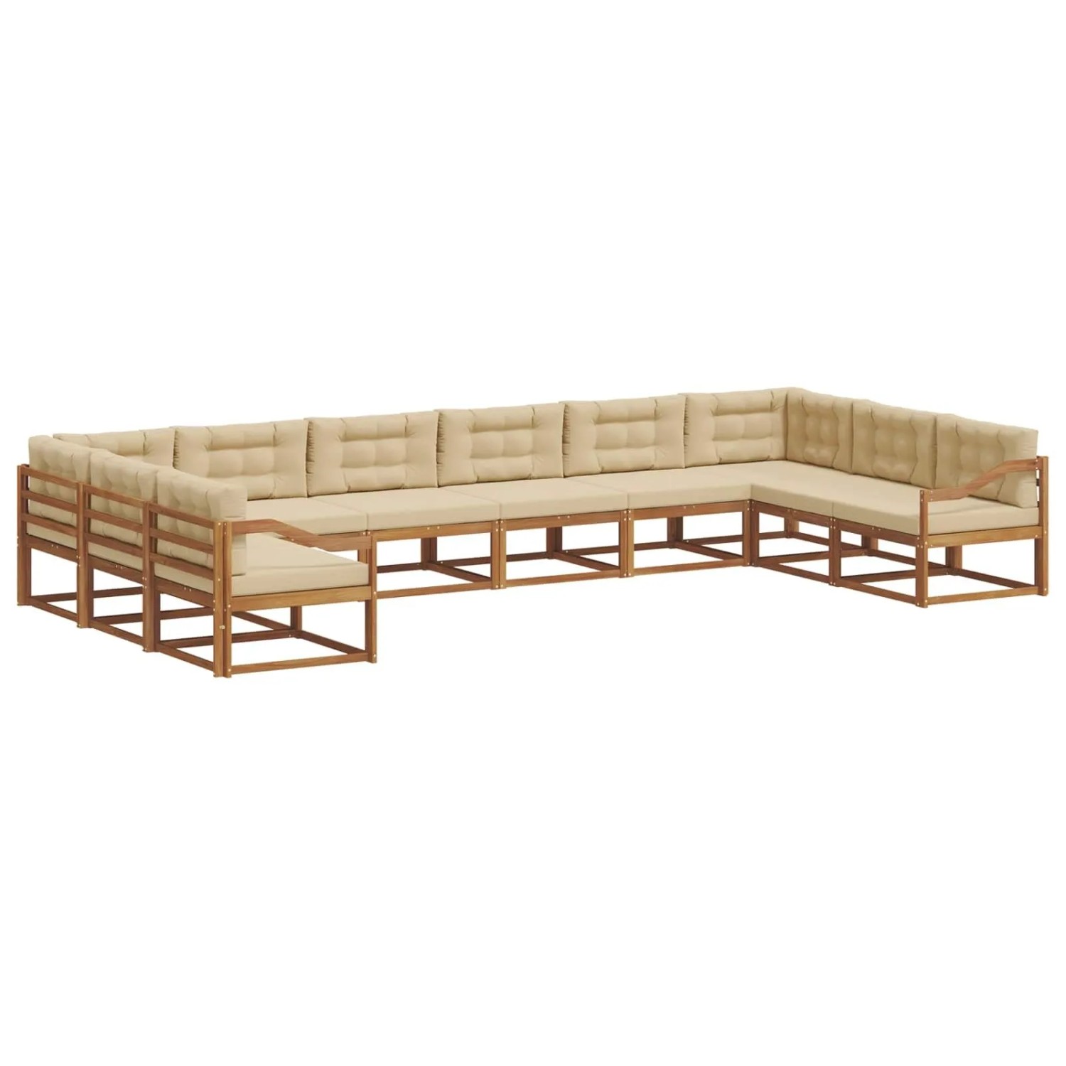 vidaXL Outdoor-Sofagarnitur mit Kissen 10-Tlg Natur und Beige 3368256