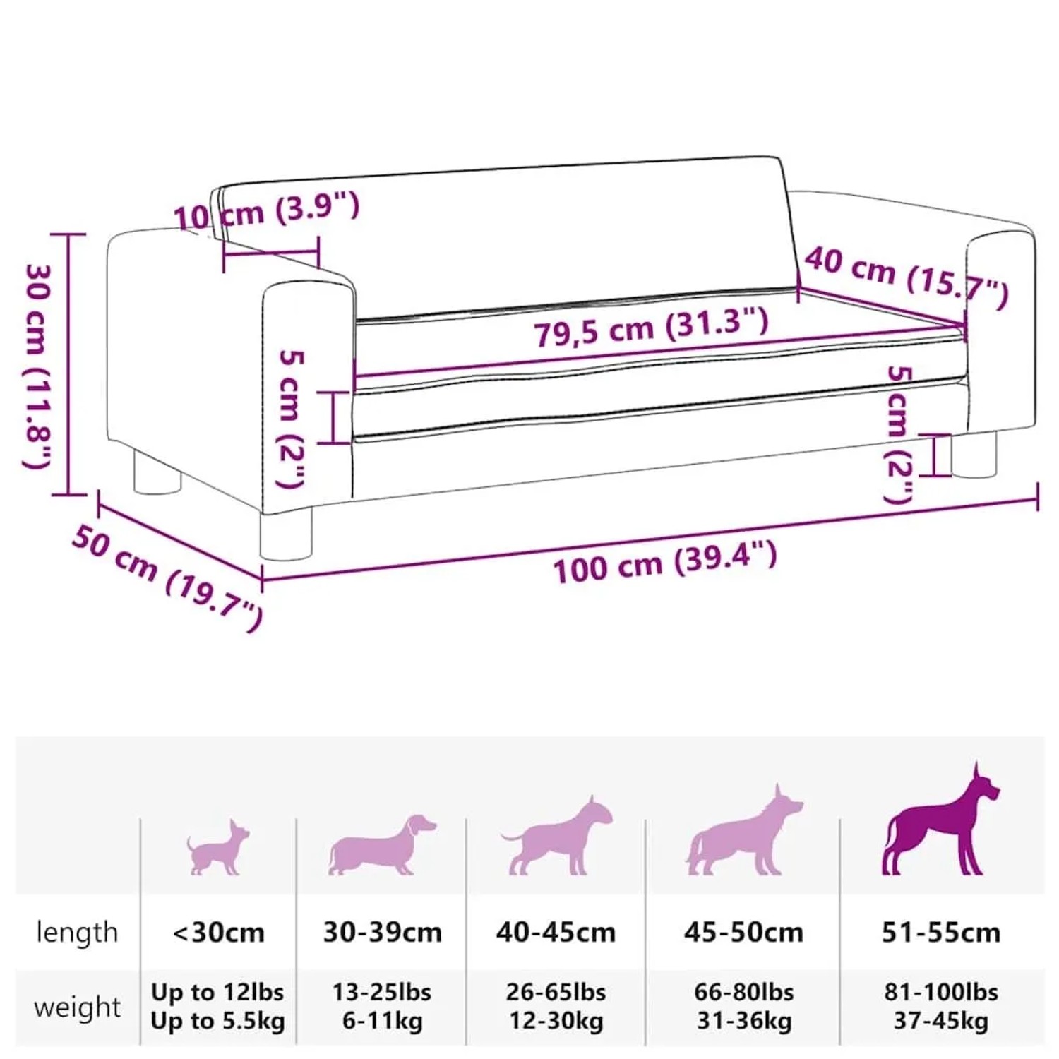 vidaXL Hundebett mit Verlängerung Cappuccino 100x50x30 cm Kunstleder 172030_9