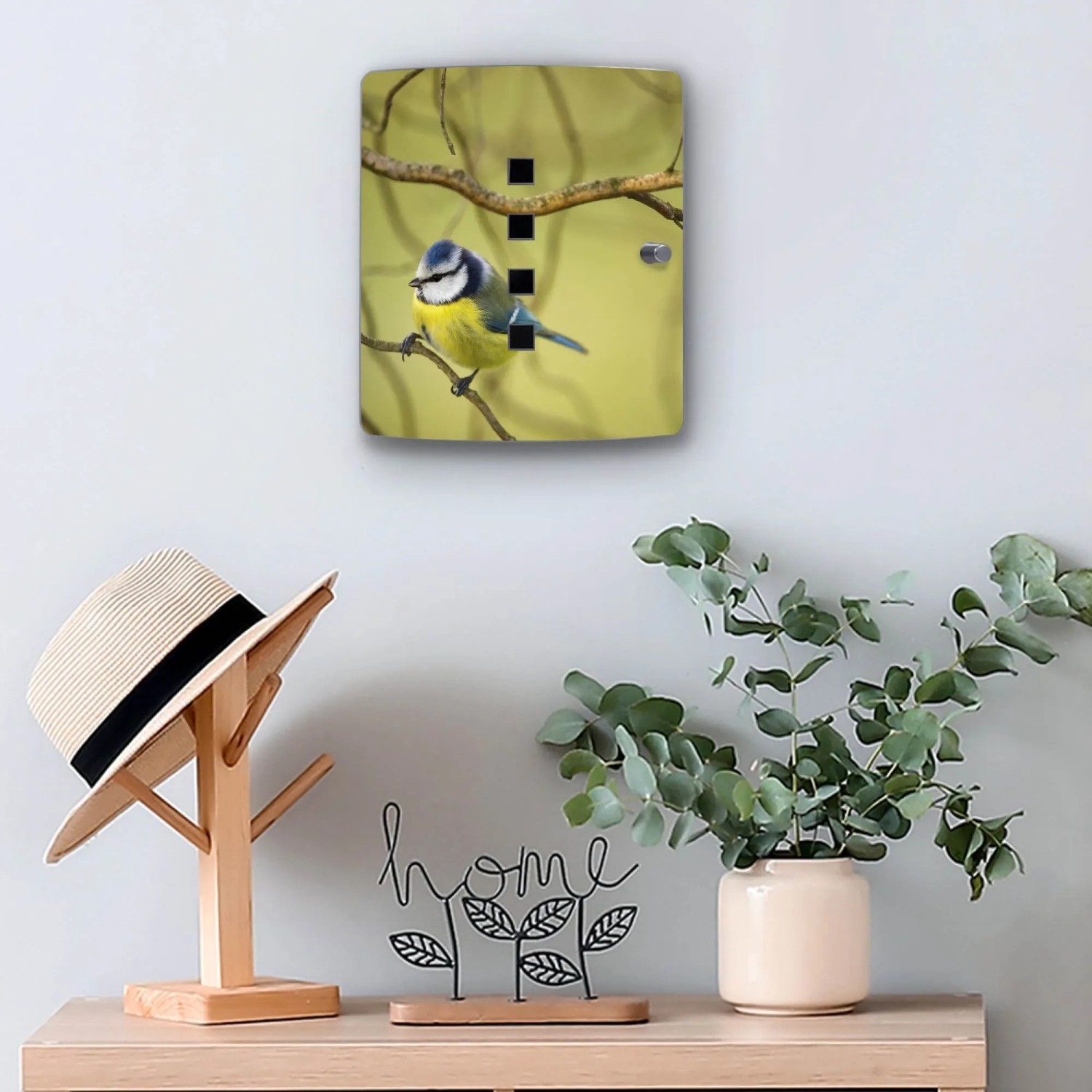 Banjado Design Schlüsselkasten Aus Edelstahl Für 10 Schlüssel 24x21,5x7cm Mit Magnetverschluss Motiv Blaumeise Im Baum_2