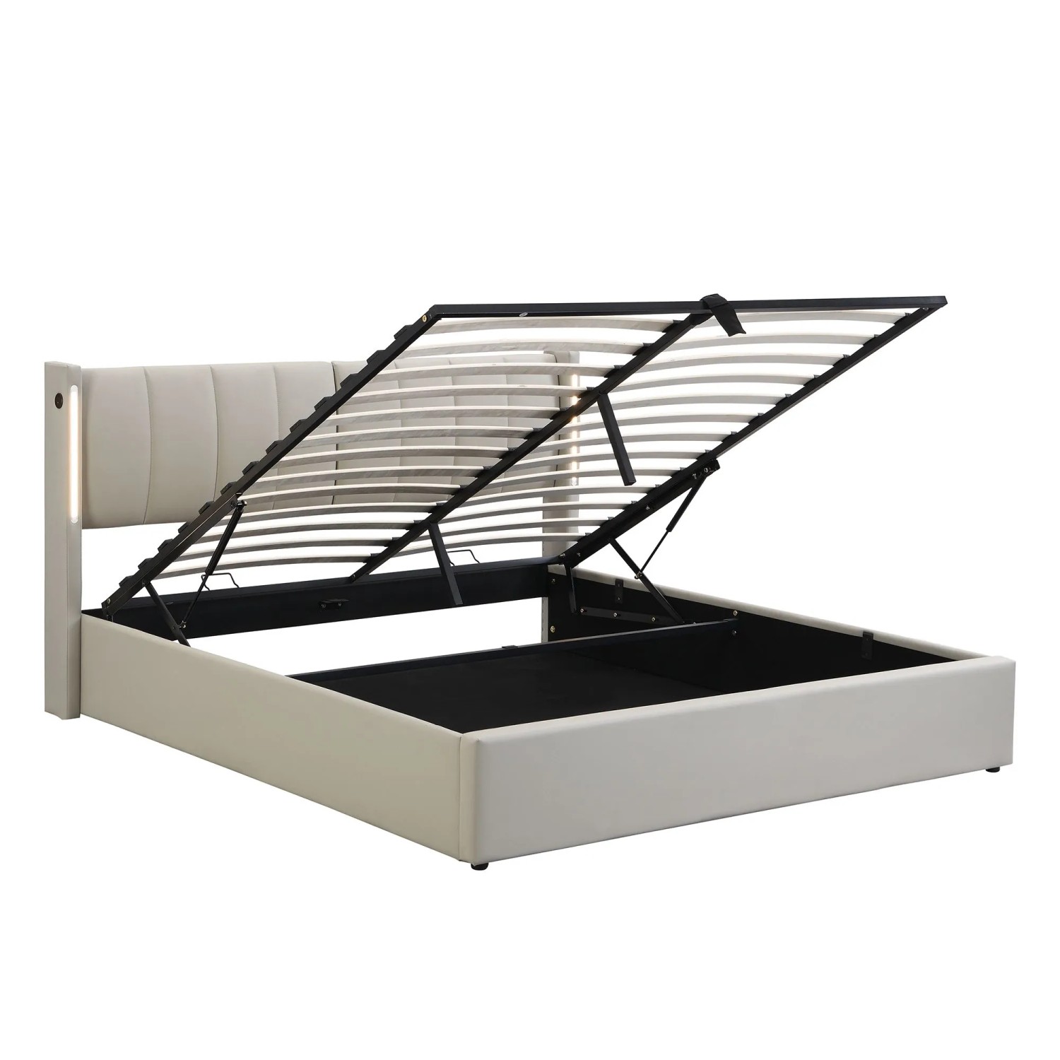 okwish Polsterbett 140x190cm mit USB Anschluss Schlafzimmer Grau ohne Matratze
