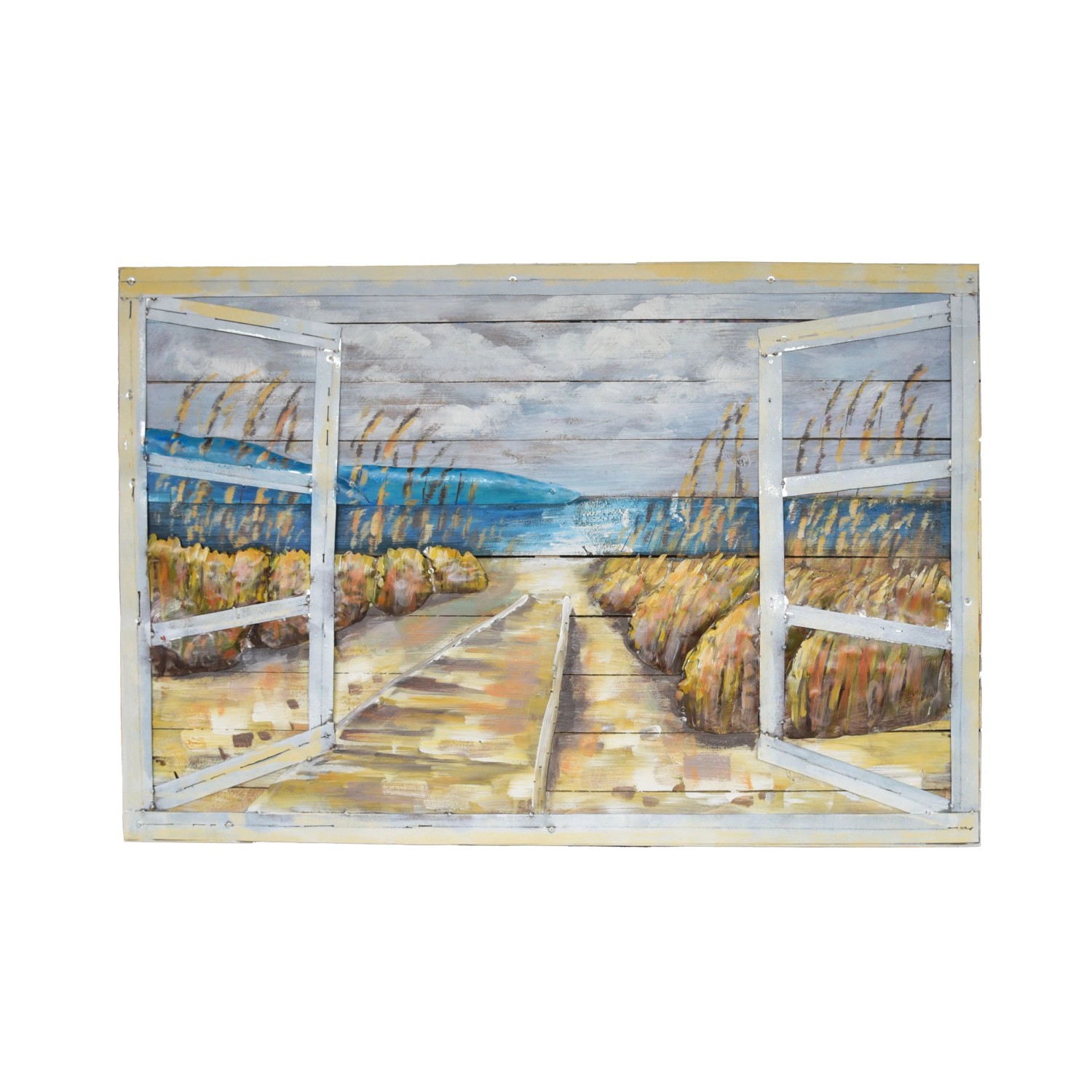 DELUKE 3D-Metallbild Meerblick Stahl Mehrfarbig 6,5x80x120cm Wandbild Wohnzimmerbild Dekobild Flur Büro