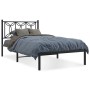 Schwarzes Metall Bettgestell (107x203 cm) mit Kopfteil im modernen Design.