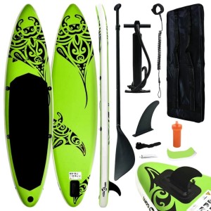 vidaXL Aufblasbares Stand Up Paddle Board Set 305x76x15 cm Grün 92740