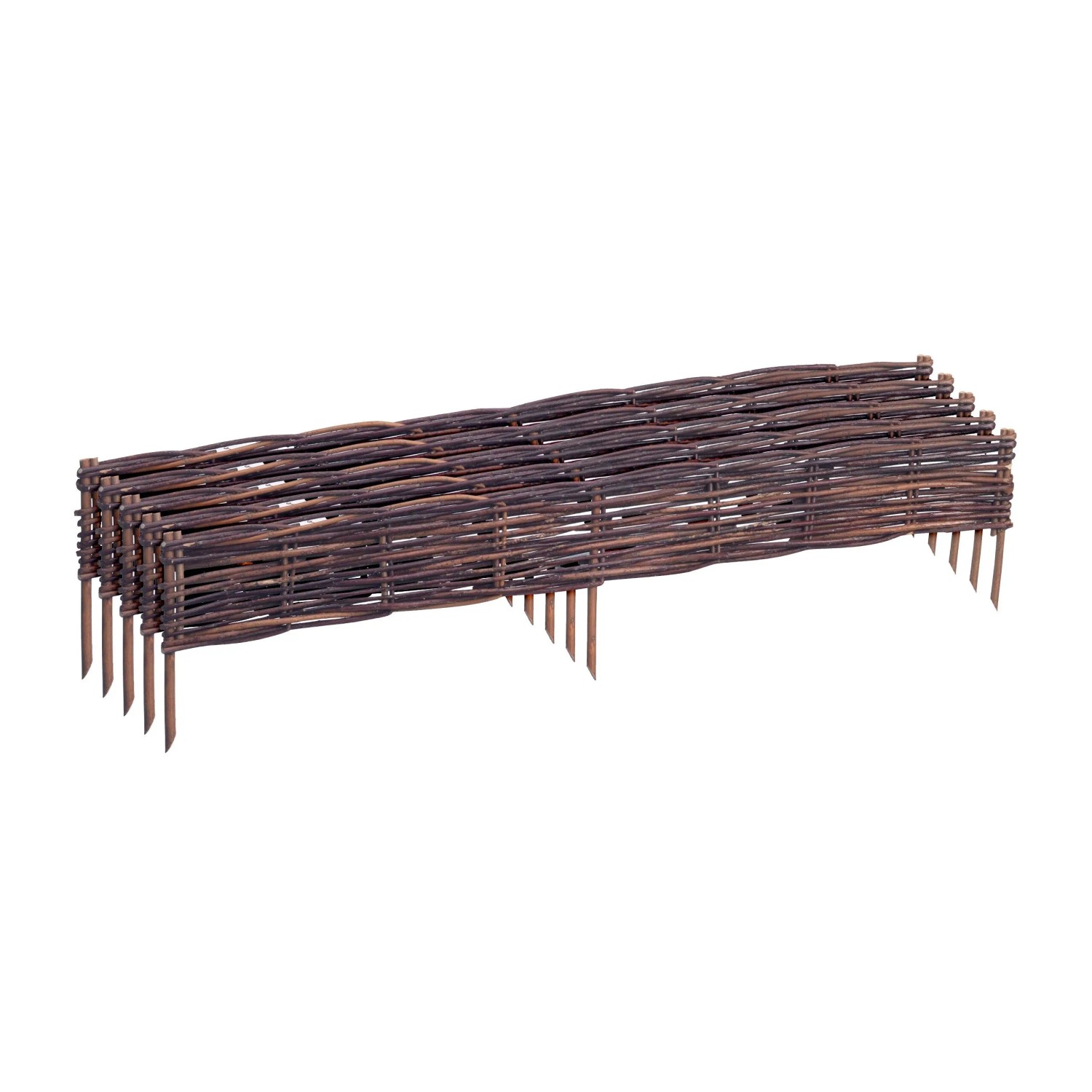 Relaxdays Beeteinfassung Weide Braun 5er Set 10 cm x 100 cm