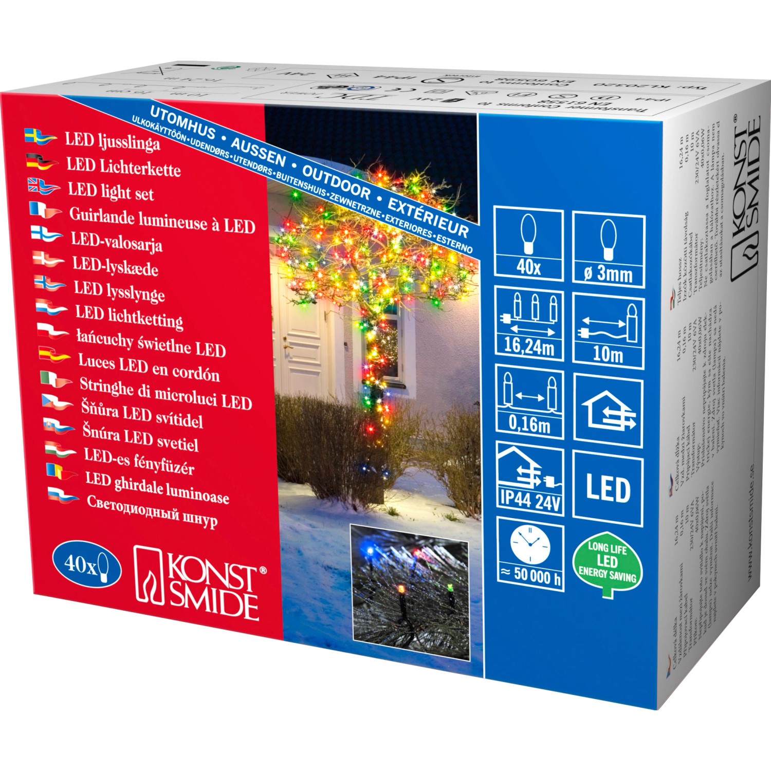 Konstsmide LED-Micro-Lichterkette 40 LED Bunt