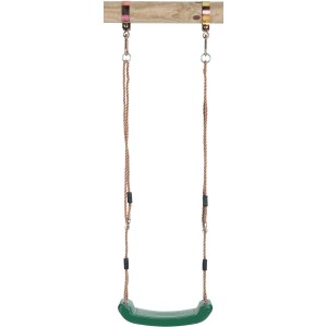 SwingKing Schaukelsitz in Grün mit Seilen und Aufhängung für Gartenspielgeräte.