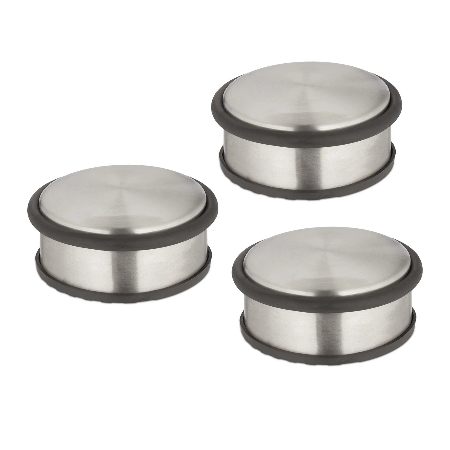 Relaxdays Türstopper 3er Set Edelstahl Silber Schwer Rutschfest 1,1 kg