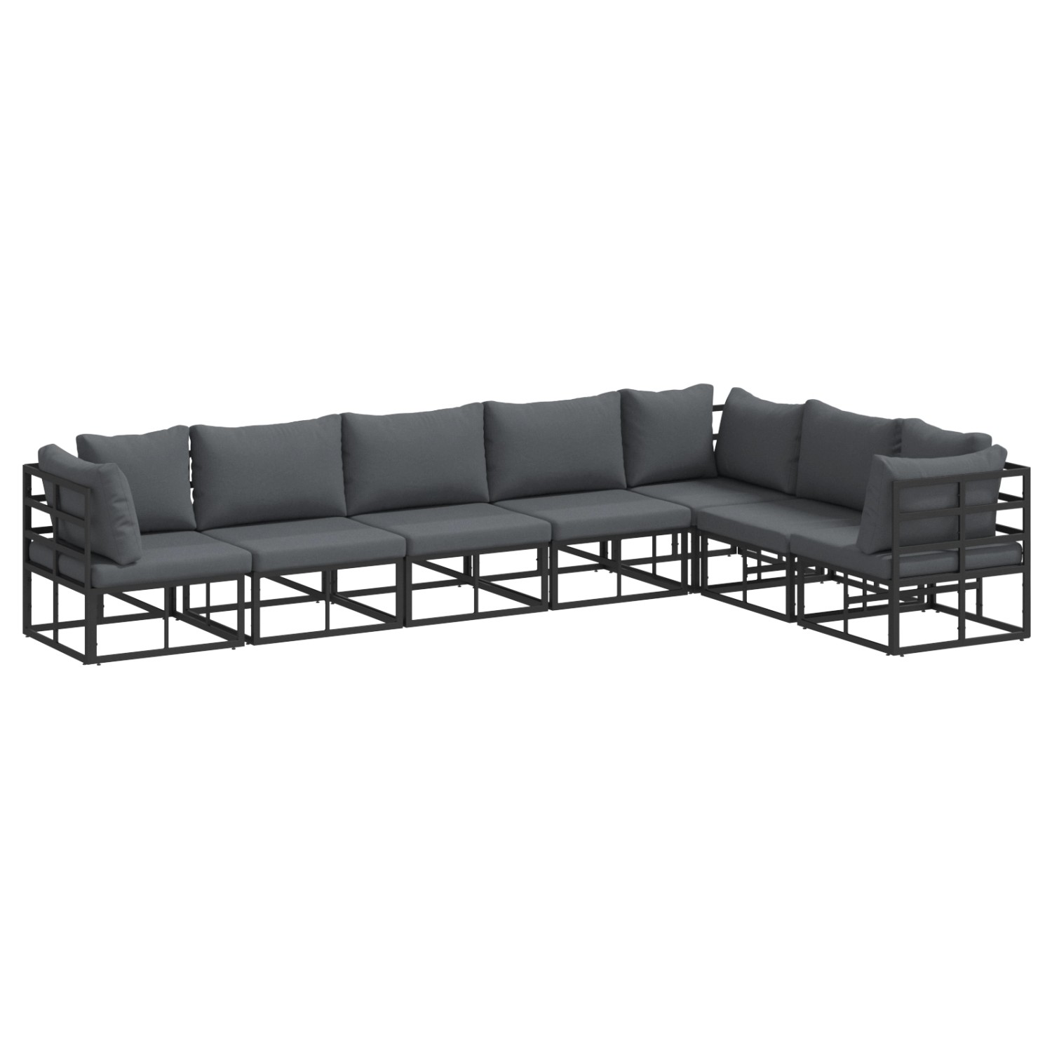 vidaXL Garten-Sofa-Set mit Kissen 7-Tlg Schwarz Aluminium 3378872 günstig online kaufen