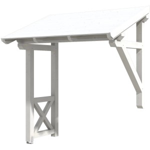 Weißes Skan Holz Haustür-Vordach Paderborn 3 aus Holz, 242x156 cm.