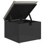 Schwarzer vidaXL Gartenmöbel Hocker aus Rattan mit Stauraum und Kissen.