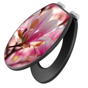 Anthrazit WC-Sitz mit Absenkautomatik und Magnolien Motiv von Banjado.