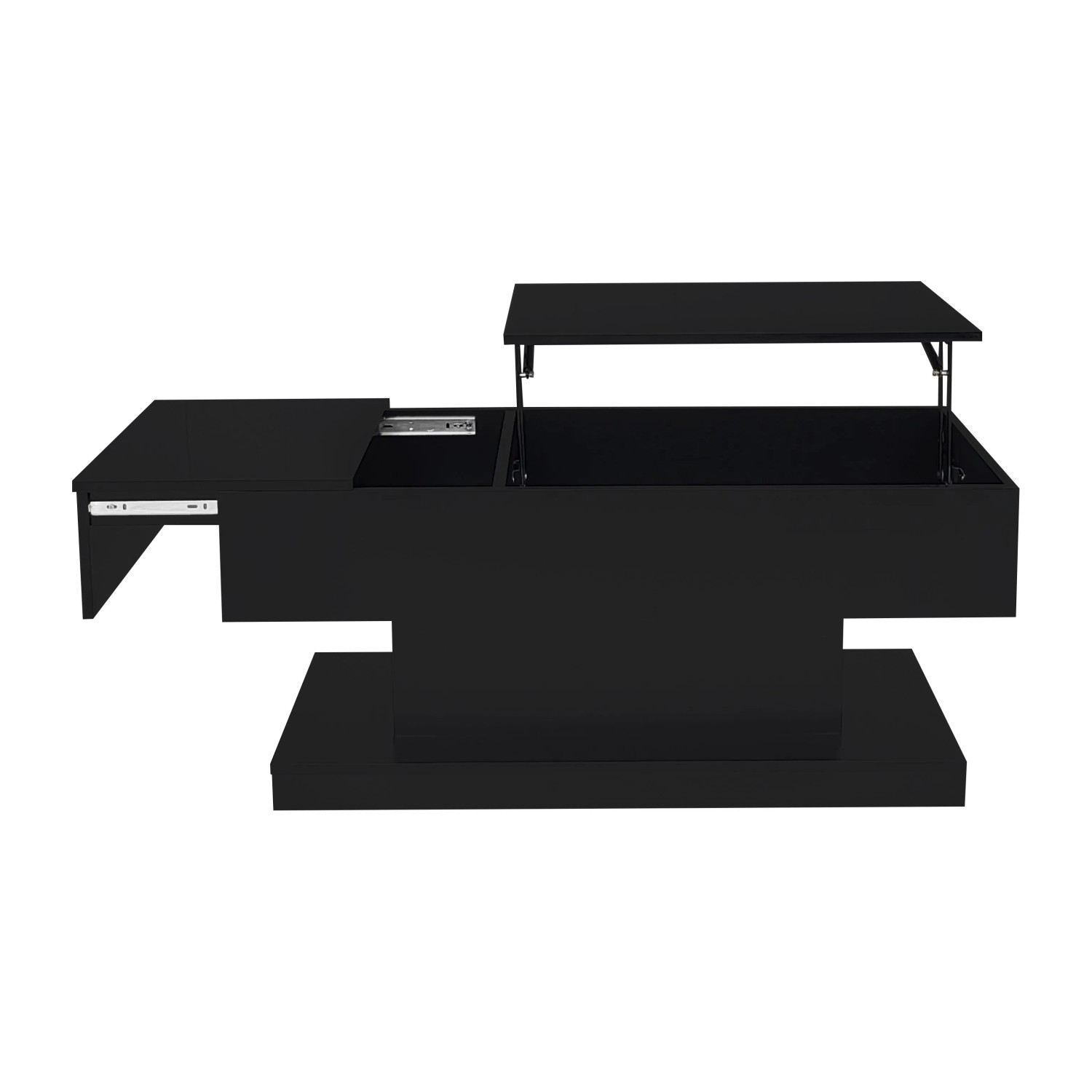 okwish Couchtisch mit Hydraulik Lift Tischblatt LED 100x50x45cm Schwarz