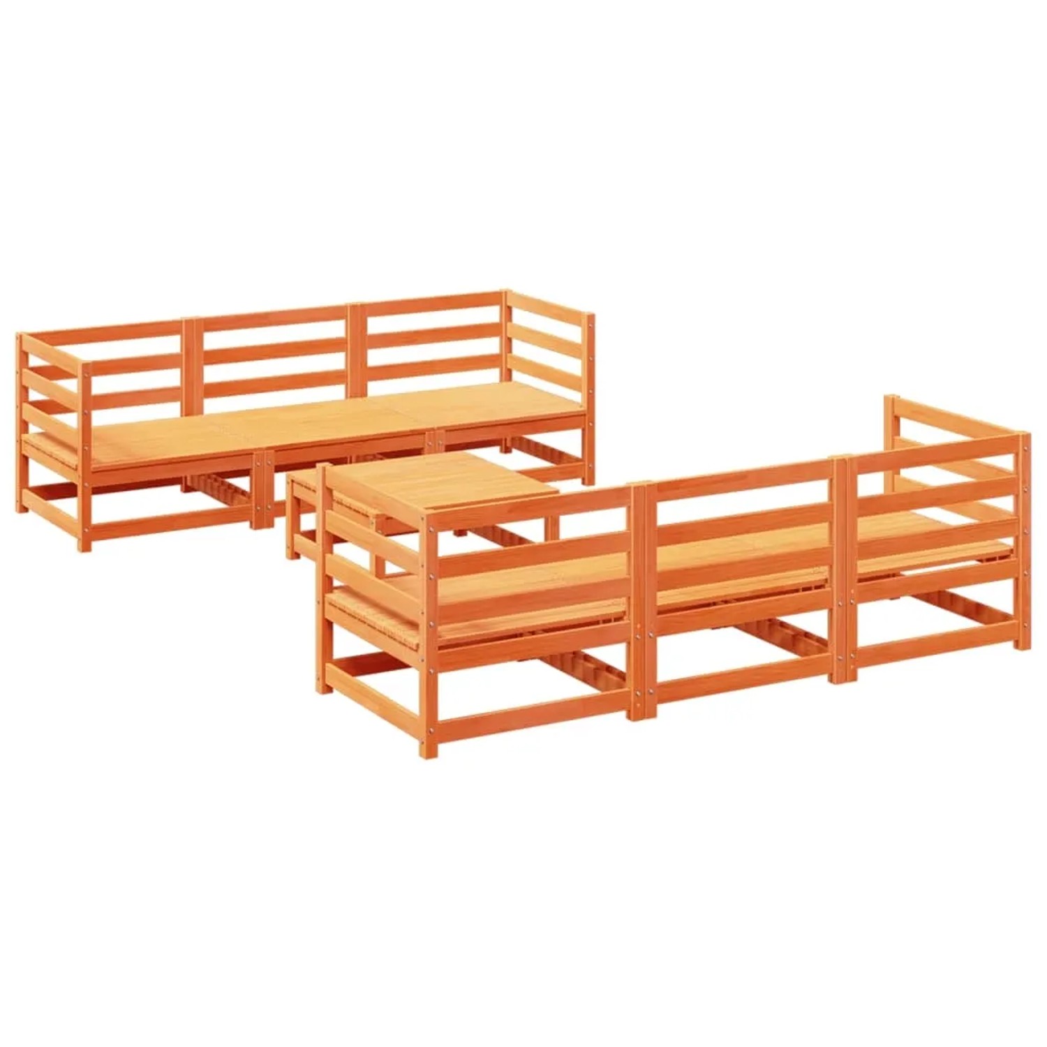 vidaXL 7-Tlg Garten-Sofagarnitur Wachsbraun Massivholz Kiefer 3299298 günstig online kaufen