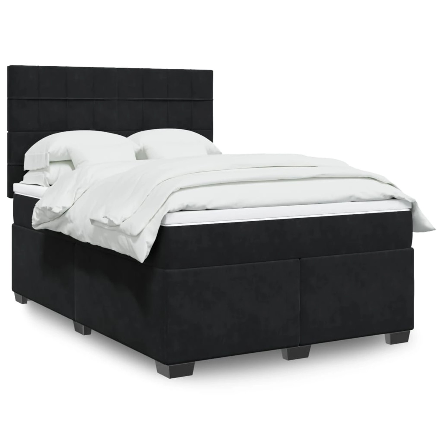 vidaXL Boxspringbett mit Matratze Schwarz 140x200 cm Samt 3293232 günstig online kaufen