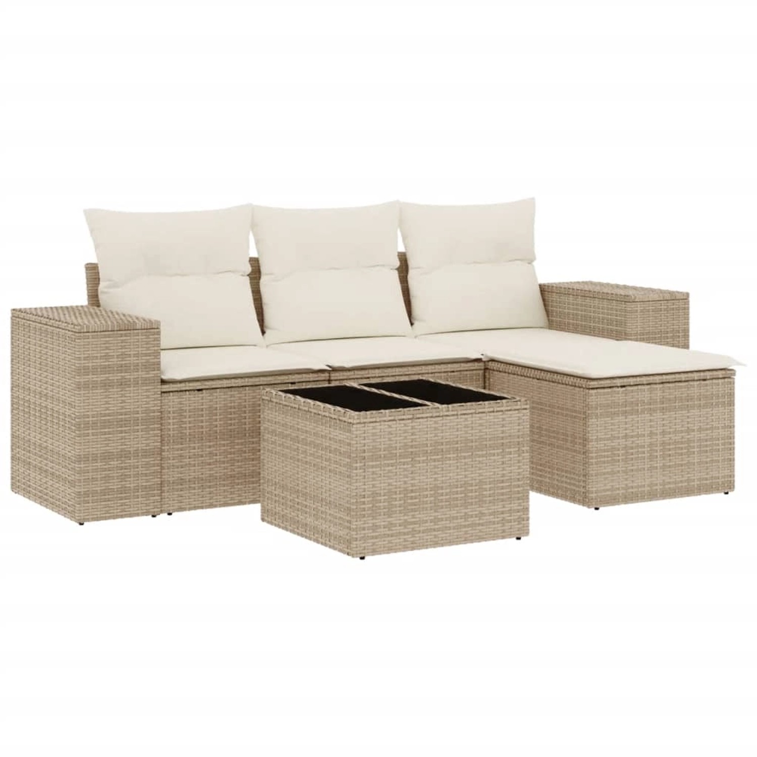 vidaXL 5-tlg Garten-Sofagarnitur mit Kissen Beige Poly Rattan Modell 166 günstig online kaufen