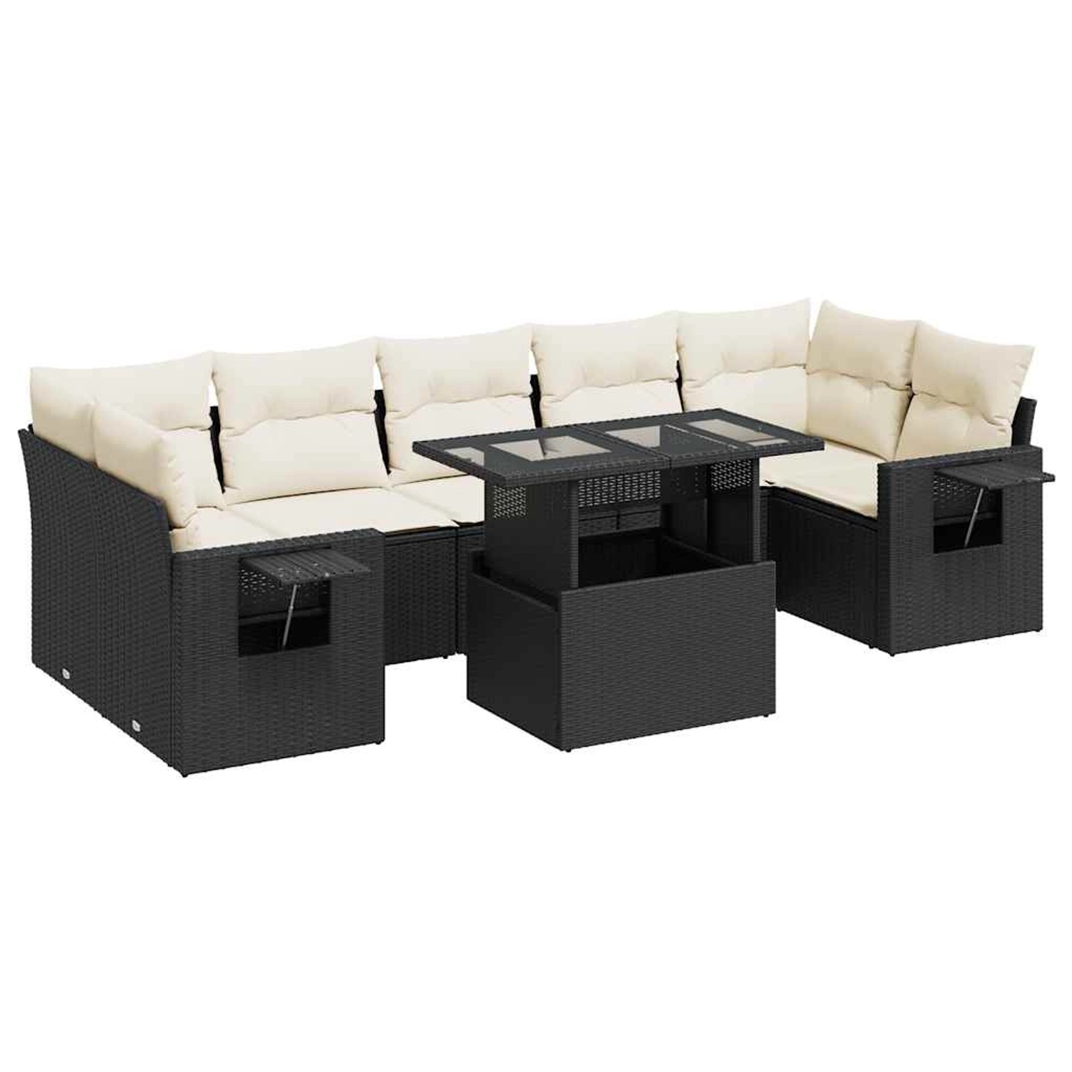 vidaXL 8-Tlg Garten-Sofagarnitur mit Kissen Schwarz Poly Rattan 3326437 günstig online kaufen