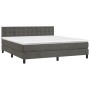 Dunkelgraues vidaXL Boxspringbett (160x200 cm) mit Matratze und Samtbezug.