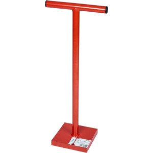Küpper Erd- und Betonstampfer, rot pulverbeschichtet, mit Stahlplatte und T-Griff.