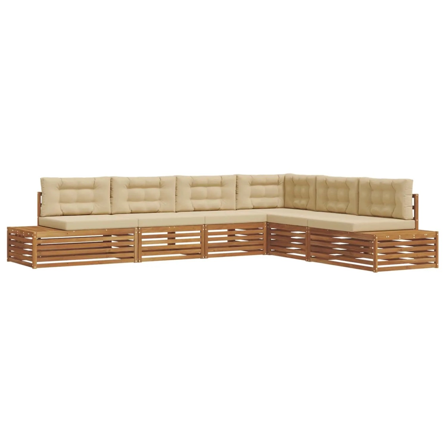 vidaXL Outdoor-Sofagarnitur mit Kissen 19-Tlg Natur und Beige 3374103