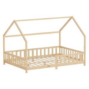ML-Design Kinderbett 140x200 cm mit Rausfallschutz Natur Kiefernholz