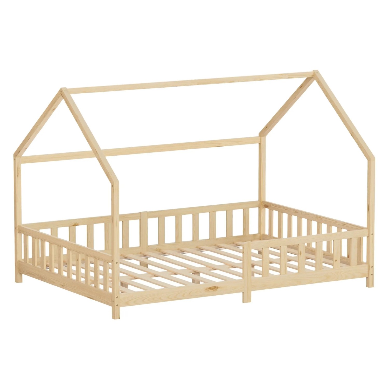 ML-Design Kinderbett 140x200 cm mit Rausfallschutz Natur Kiefernholz