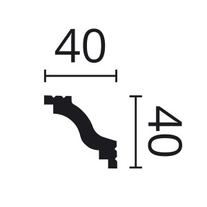 Profilzeichnung der Schöner Wohnen Deckenleiste Elegant 2, 40x40mm.