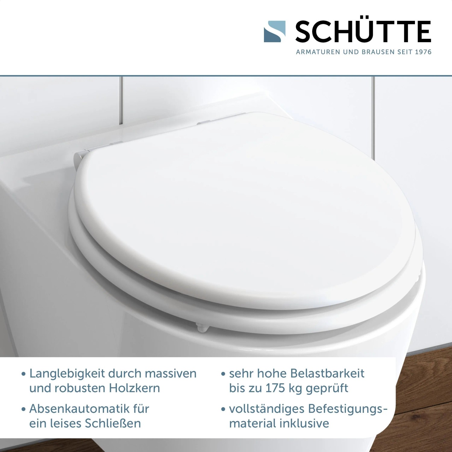 Schütte WC-Sitz Absenkautomatik Holzkern Weiß kaufen bei OBI