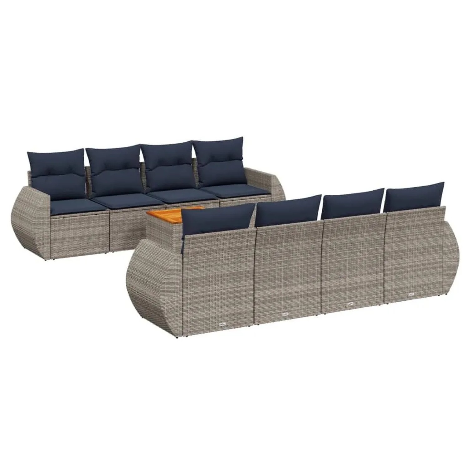 vidaXL 9-Tlg Gartensofa-Set mit Kissen Grau Polyrattan 3224927 günstig online kaufen