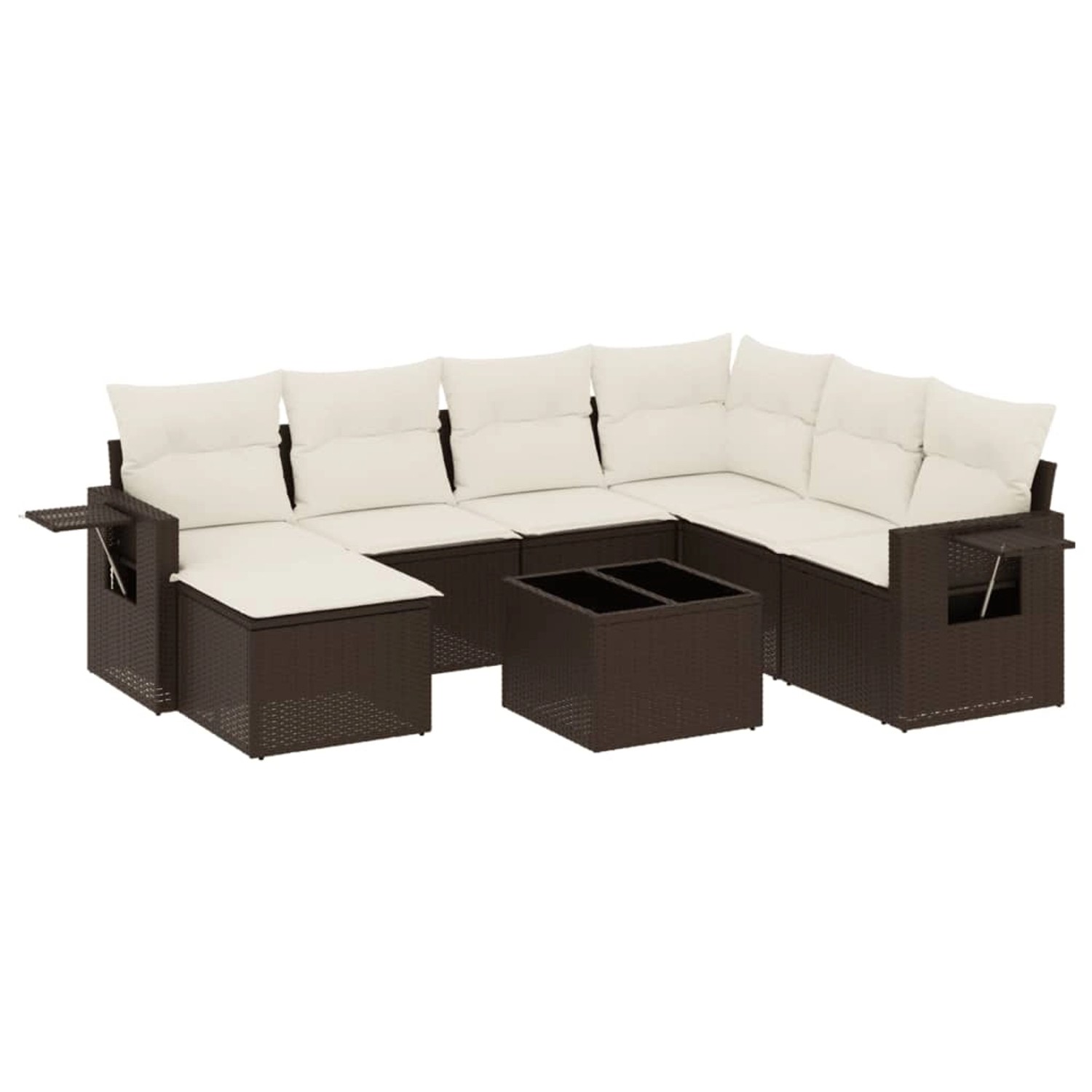 vidaXL 8-Tlg Garten-Sofagarnitur mit Kissen Braun Poly Rattan 3252850 günstig online kaufen