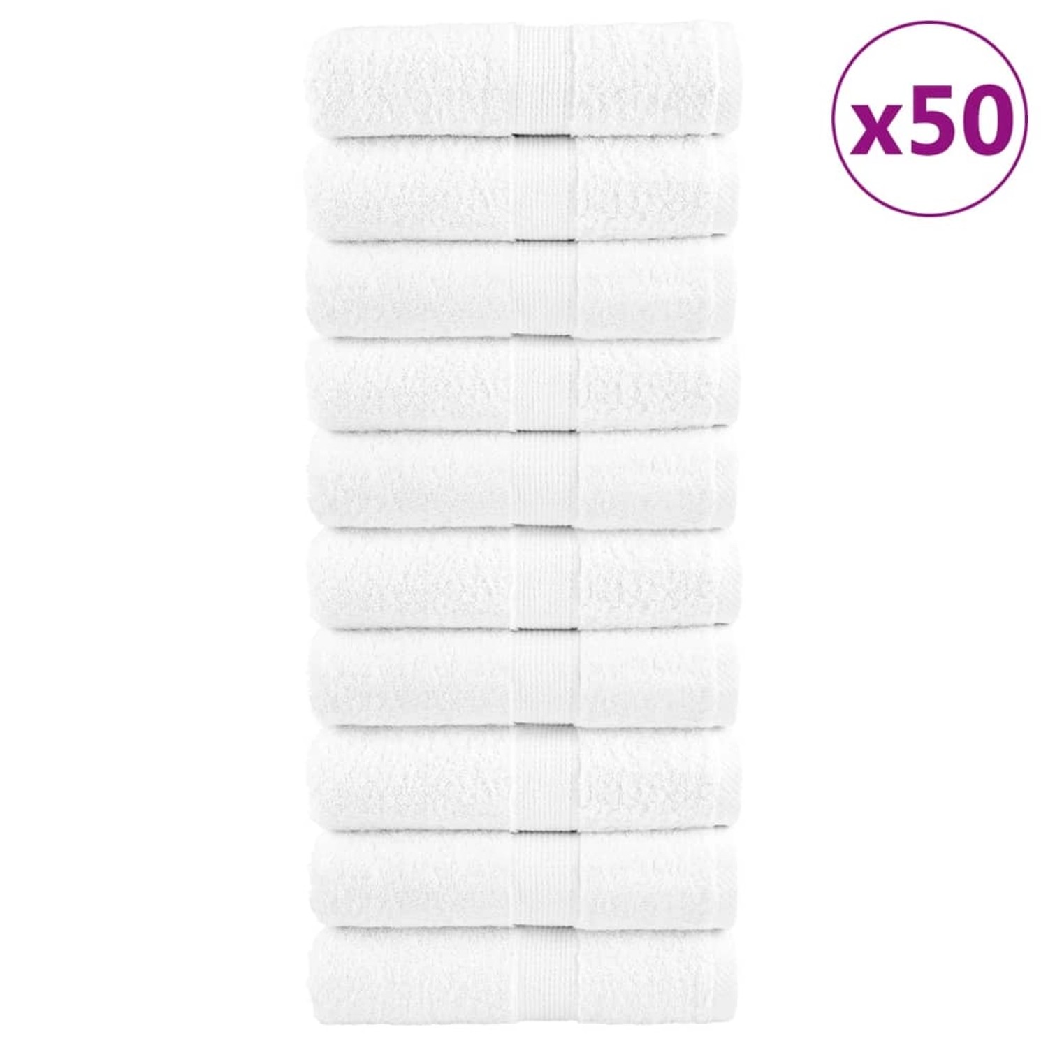 Thumbnail - vidaXL Premium-Gästetücher 50 Stk Weiß 30x50cm 600 g/m2 100% Baumwolle