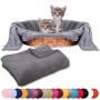 Bestlivings Katzendecke Steingrau, Mikrofaser, 90x140cm. Kuscheldecke für Katzenkörbchen, mit Katzen.