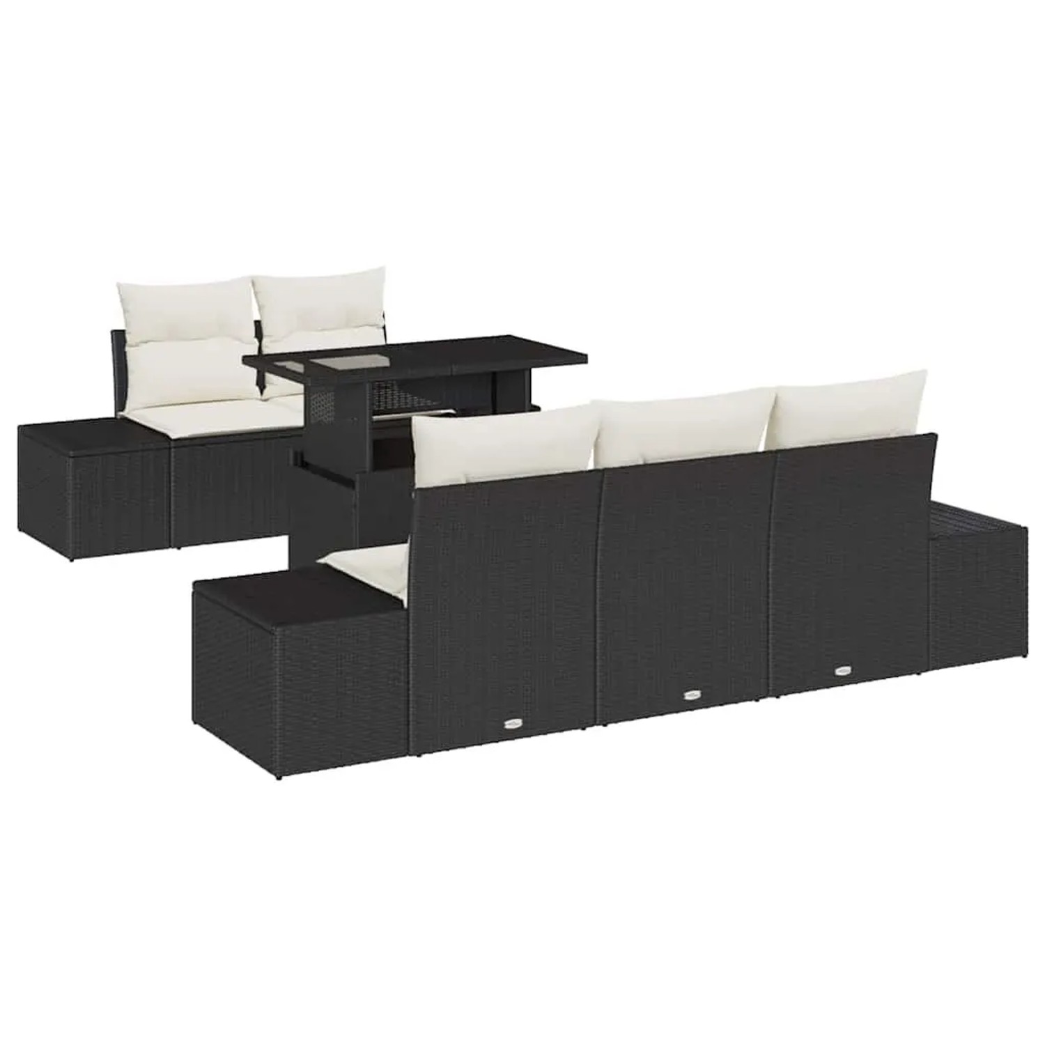 vidaXL Sofa Set mit Kissen 6-Tlg Schwarz und Creme Poly-Rattan 3349093 günstig online kaufen