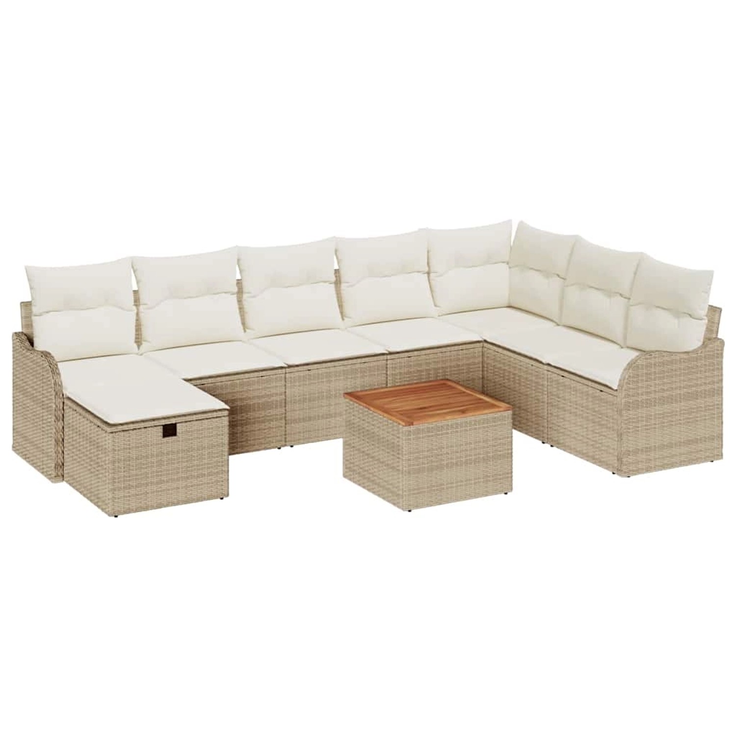 vidaXL Garten-Sofa-Set mit Kissen mit Speicher 9-Tlg Beige Poly Rattan 3359 günstig online kaufen