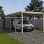 Weka Flachdach Carport aus Holz, 322x802cm, ohne Dachplatten. Einzelcarport mit PKW.