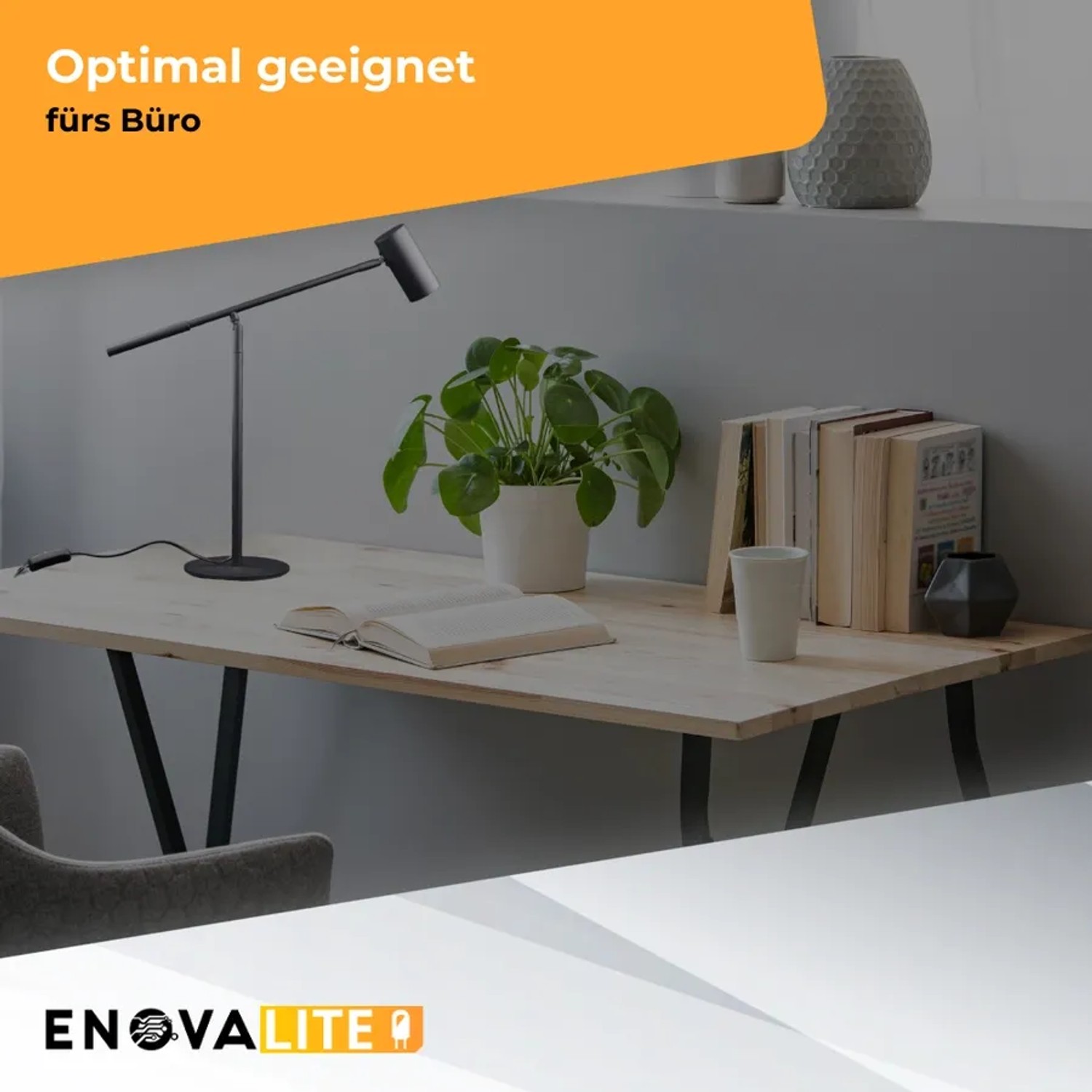 ENOVALITE Tischleuchte GU10 Flexarm Verstellbare Schreibtischlampe Spot Aluminium Leseleuchte Schwarz Max. 35W_6