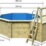Karibu Holzpool Modell 1 B Set KDI mit Leiter und Pooldeck aus Holz.