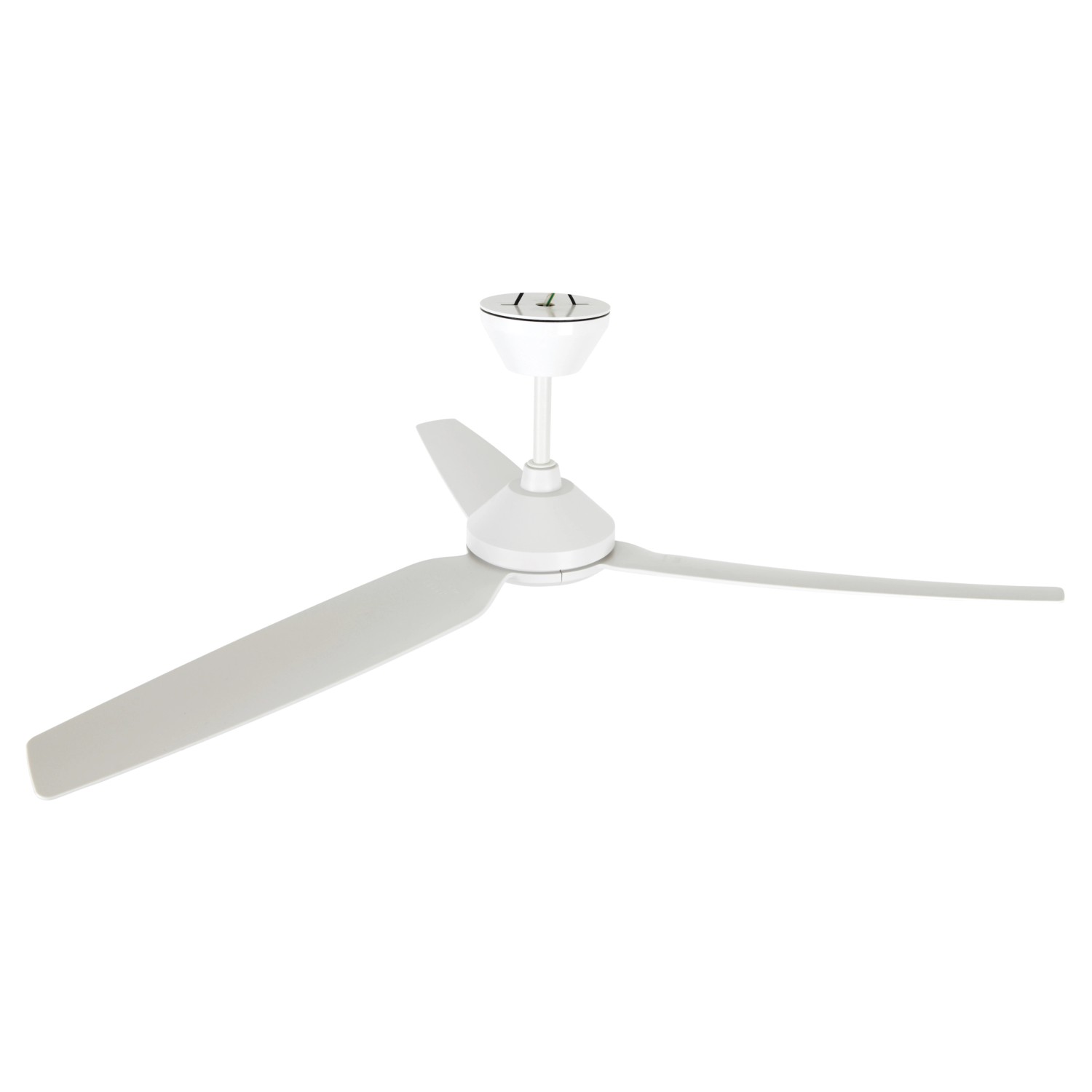 Weißer Lucci Air Polis Deckenventilator für Außenbereiche mit Fernbedienung.