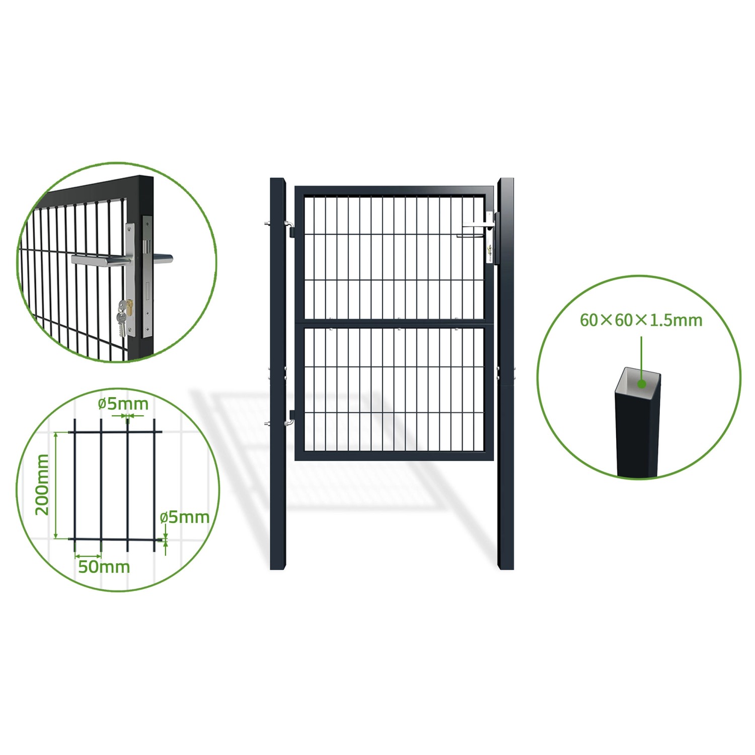 Casanoov Gittertor 1M Grau Razo H 120Cm günstig online kaufen