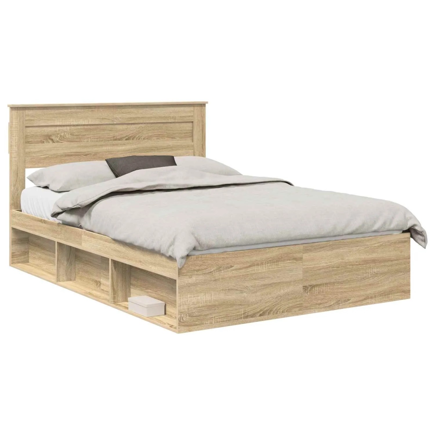 vidaXL Bettrahmen Sonoma-Eiche 150 x 200 cm Massives Kiefernholz 3409745