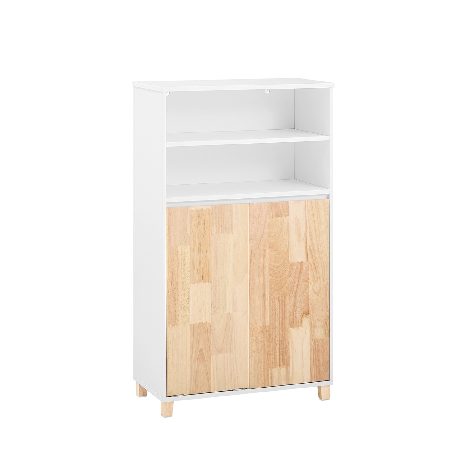 SoBuy Wäscheschrank mit Wäschesack Badschrank Badregal Weiß-Natur BZR143-WN