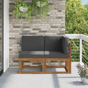vidaXL Outdoor Sofa Set, 2-teilig, Akazie, Natur/Anthrazit. Gartenmöbel für Terrasse und Balkon.