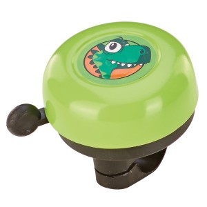 Grüne Prophete Fahrradklingel für Kinder mit Dino-Motiv, Ø 5,5 cm.