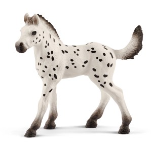 Detailgetreues Schleich Horse Club Knabstrupper Fohlen mit schwarzen Tupfen.