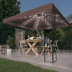 vidaXL Pavillon mit LED-Lichterkette 3x3 m Taupe 3070324