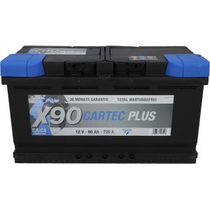 Cartec Starterbatterie Plus 90 Ah, 12V Autobatterie für PKW und SUV.